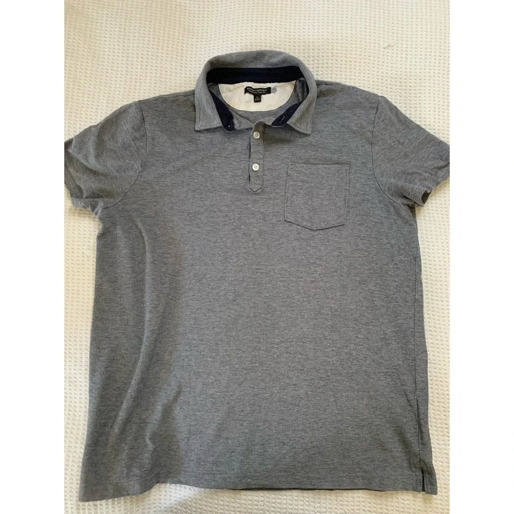 Banana Republic‎ Performance Pique Pocket Polo Shirt Mens XL Grey Heather BR+